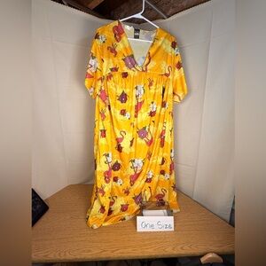 Vibrant Yellow Floral Flamingo Dress - Halloween